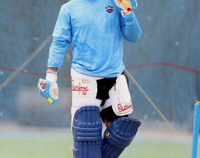 Return ,Rishabh Pant of the Delhi Capitals during a recent practise at the YSR ACA VDCA Stadium in Visakhapatnam.