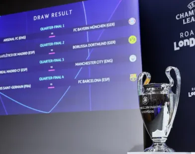 UEFA Champions League 2023/24 quarter-finals draw took place in Nyon (Reuters)